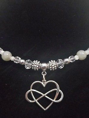 Heart and infinite beaded pendant